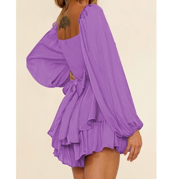 Purple Long Sleeve Romper - Picture 3 of 4